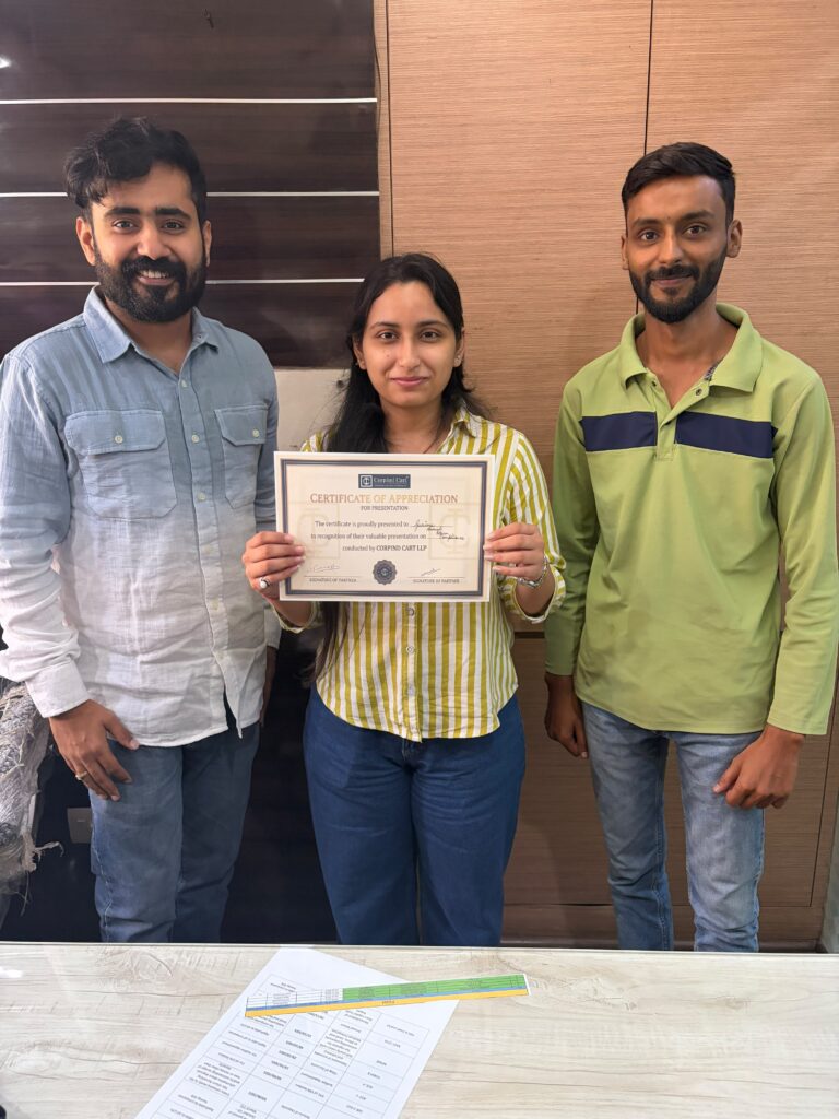 This photo is uploaded by corpind Cart for certificate distribution in relation to Presentations conducted in September 2026 regarding Annual Filing