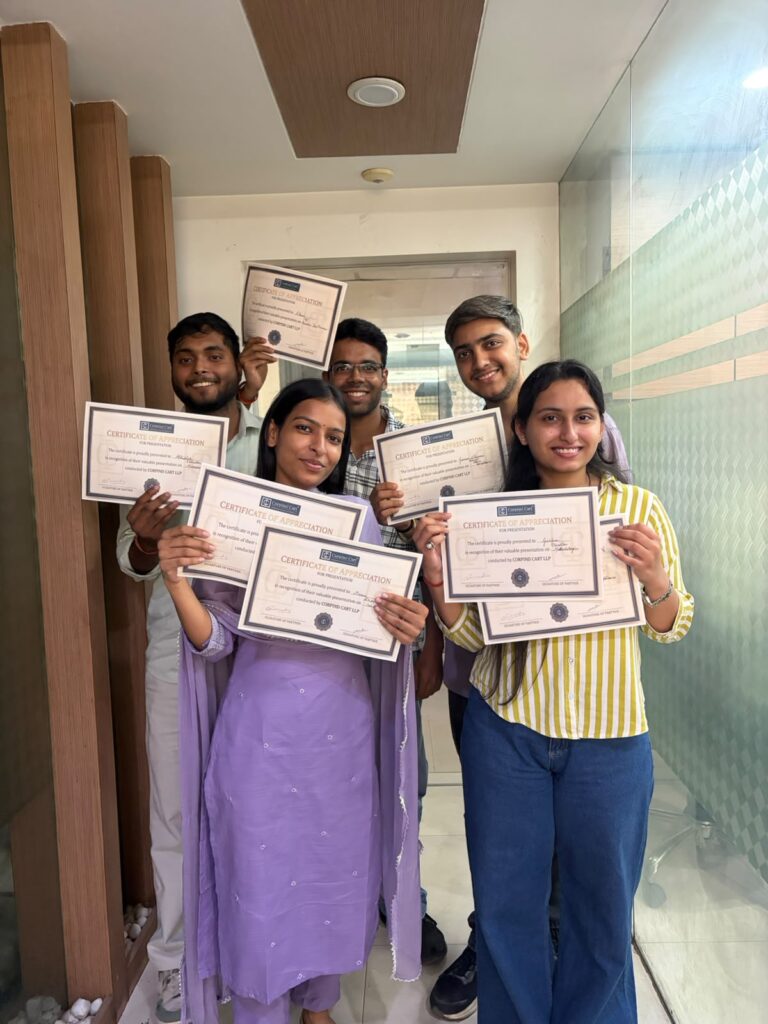 This is the group photo of the trainees of Corpind cart showing there certificate for conducting presentations on various topics
